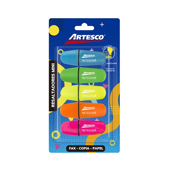 Resaltadores Mini Neón x 5 und. Artesco