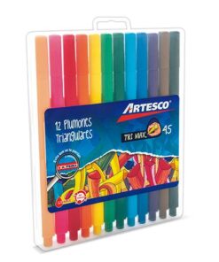 Plumones Artesco Trimax Delgados A-45 Caja Plastica 12 Unidades.