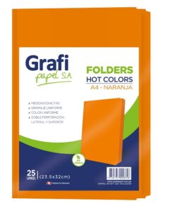 Folders Manila Naranja Tamaño A4 x25 unid.- Grafipapel
