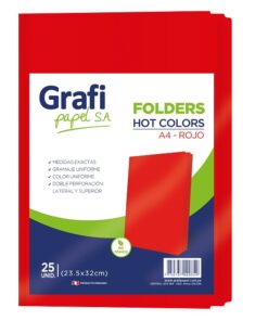 Folders Manila Rojo Tamaño A4 x25 unid.- Grafipapel
