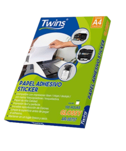 Papel Adhesivo A4 Glossy 135gr. x100 - Twins
