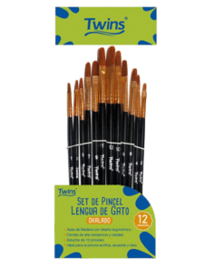 Pincel Lengua de Gato x12 Punta Ovalada - Twins