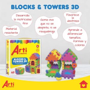 Blocks & Towers 3d  x60 pzas. - Arti Creativo