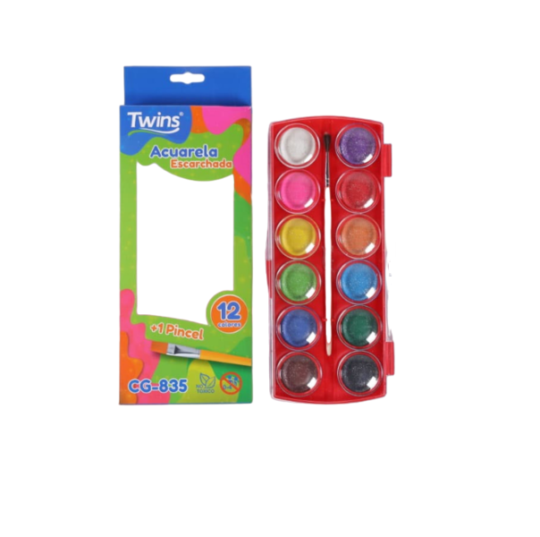 Acuarela Escarchada x12 colores - Twins - Imagen 2