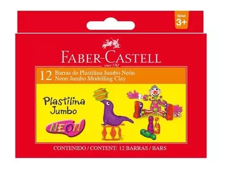Plastilina Jumbo Color Neon 12 Unidades