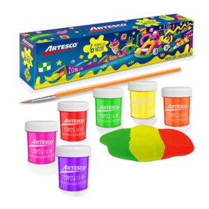 Témpera Neón x 6 Colores + Pincel - Artesco